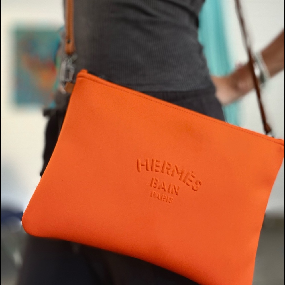 Authentic Hermes Neobain Neon wristlet & cross-body